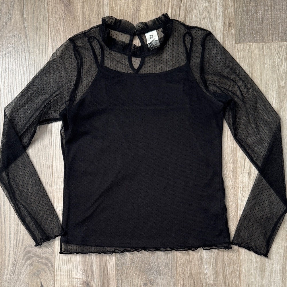 Art Class Girl Elegant Black Sheer Top Size XXL (18)